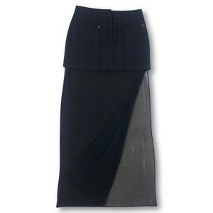 BCBGMAXAZRIA Kendahl Black Sheer Layered Maxi Skirt